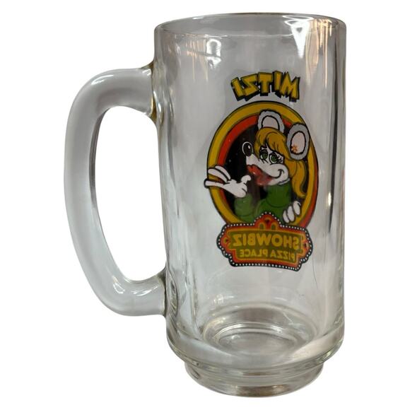 VTG 1980s Showbiz Pizza Place MITZI Character Glass Pilsner Mug Drinkware 12 OZ - Picture 6 of 15